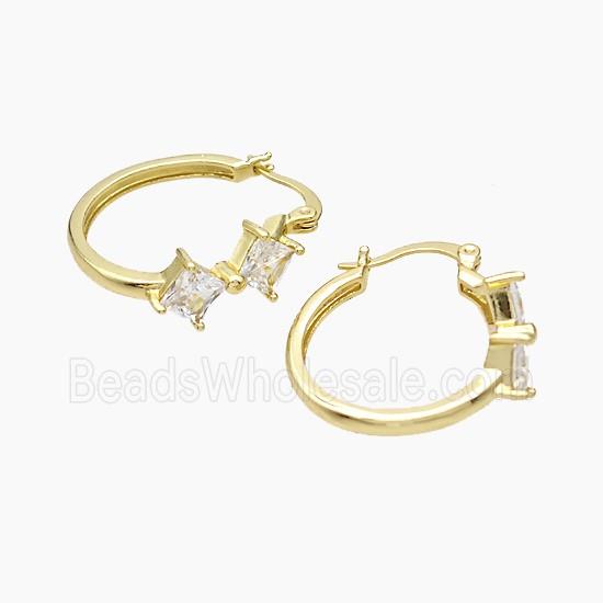 Copper Leaveback Earrings Pave Zirconia Gold Plated