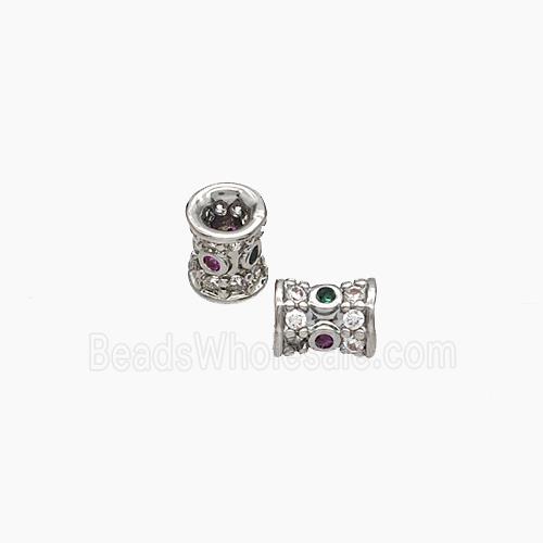 Copper Tube Beads Micropave Zirconia Platinum Plated