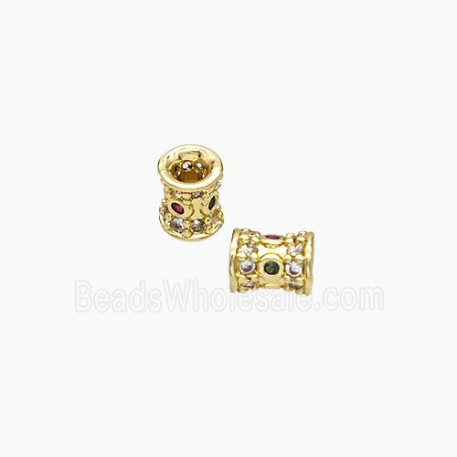 Copper Tube Beads Micropave Zirconia Gold Plated