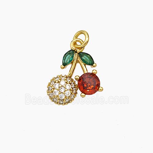 Copper Cherry Pendant Pave Zirconia Gold Plated