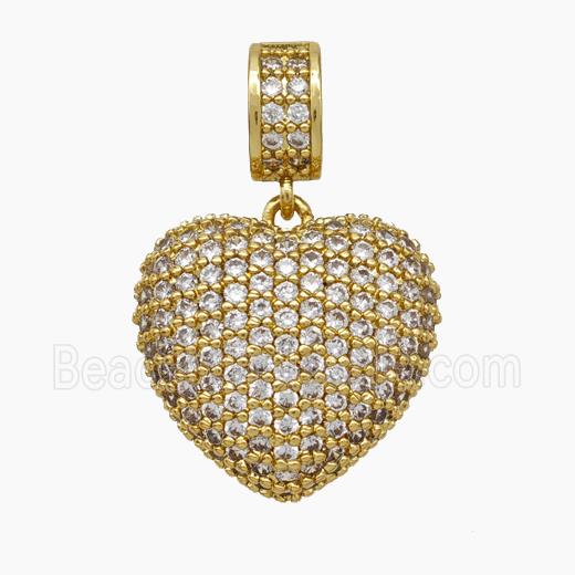 Copper Heart Pendant Micropave Zirconia Gold Plated