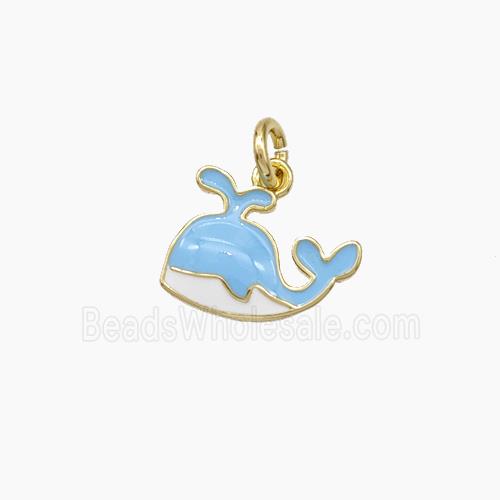 Copper Dolphin Pendant Blue Enamel Gold Plated