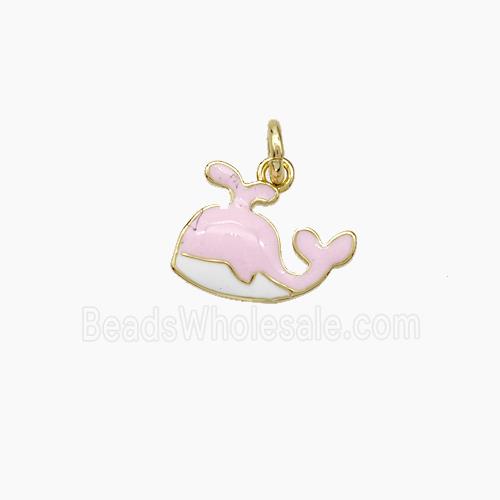 Copper Dolphin Pendant Pink Enamel Gold Plated