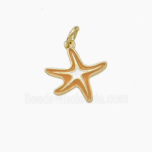 Copper Starfish Pendant Enamel Gold Plated
