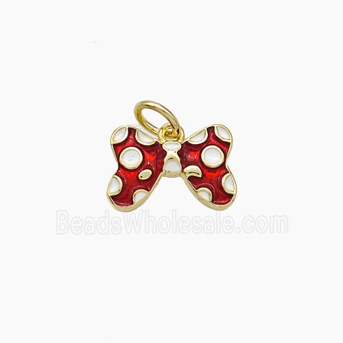 Copper Butterfly Pendant Red Painted Gold Plated