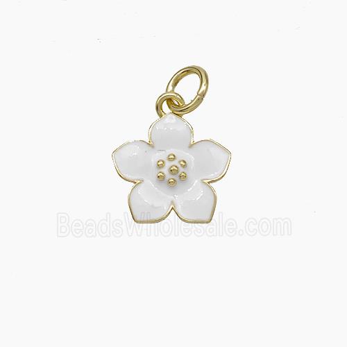 Copper Flower Pendant White Enamel Gold Plated