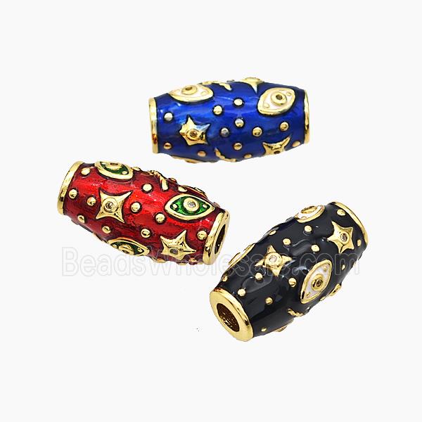 Copper Rice Beads Enamel Star Eye Large Hole Gold Plated Mixed