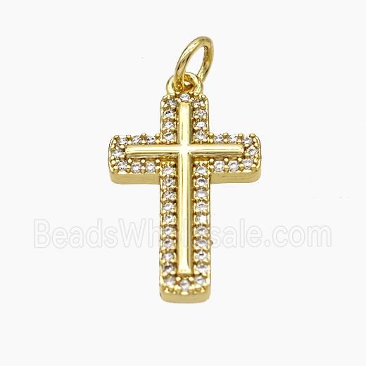 Copper Cross Pendant Micropave Zirconia Gold Plated