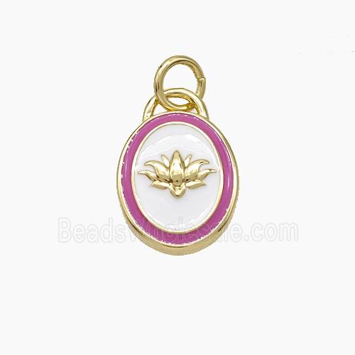 Copper Lotus Pendant Enamel Oval Gold Plated