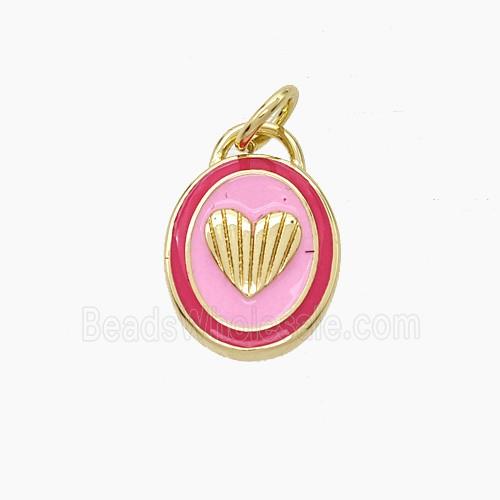 Copper Heart Pendant Enamel Oval Gold Plated