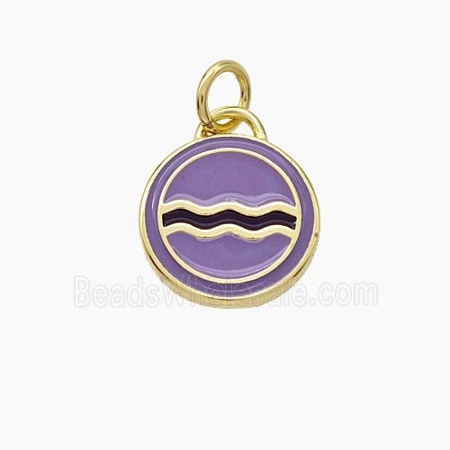 Copper Sea Pendant Enamel Circle Gold Plated