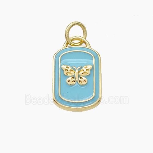 Copper Butterfly Pendant Enamel Rectangle Gold Plated