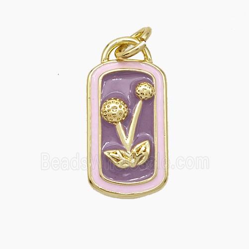 Copper Cherry Pendant Enamel Rectangle Gold Plated