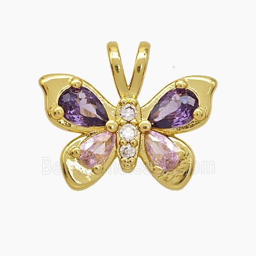 Copper Butterfly Pendant Pave Zirconia Gold Plated