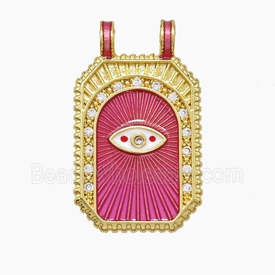 Copper Tarot Card Pendant Pave Zirconia Eye Painted 2loops Gold Plated
