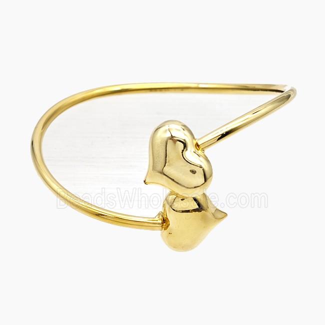 Copper Bangle Heart Gold Plated