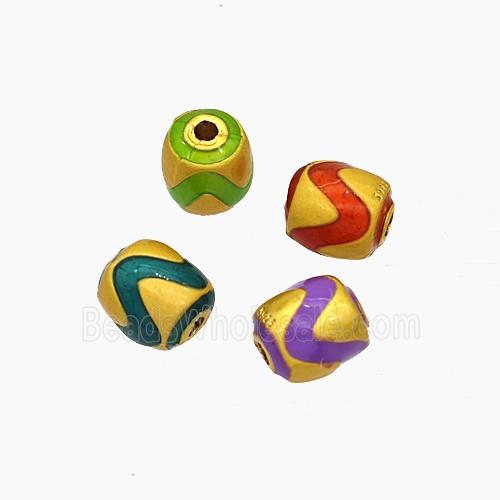 Copper Barrel Beads Painted Gold Plated Mixed