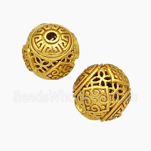 Copper Round Beads Hollow Gold Plated