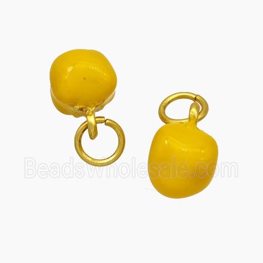 Copper Tomato Pendant Yellow Enamel Gold Plated
