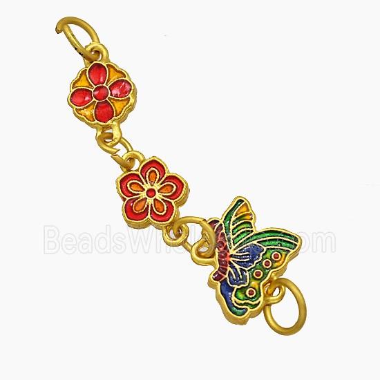 Copper Flower Butterfly Connector Painted Gold Plated