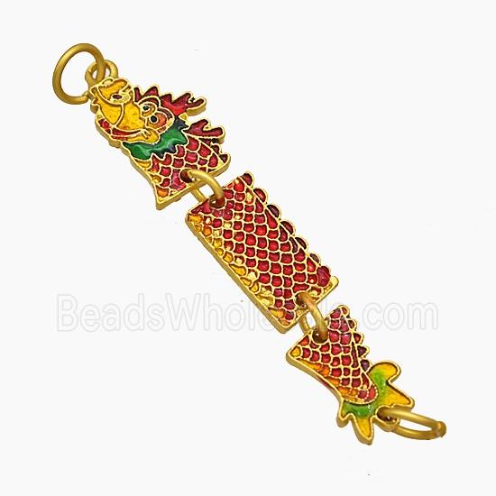 Copper Dragon Connector Red Painted Loong Gold Plated