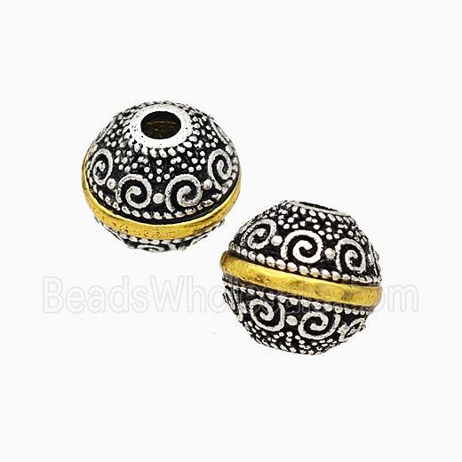 Tibetan Style Alloy Beads Round Antique Silver Golden