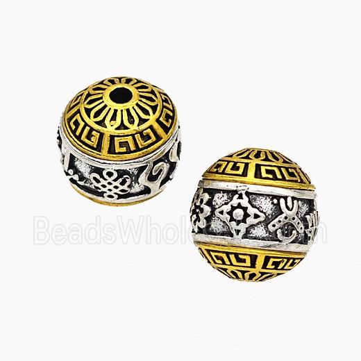 Tibetan Style Alloy Beads Round Antique Silver Golden
