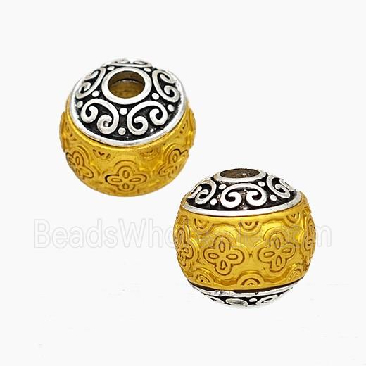 Tibetan Style Alloy Beads Round Large Hole Antique Silver Golden