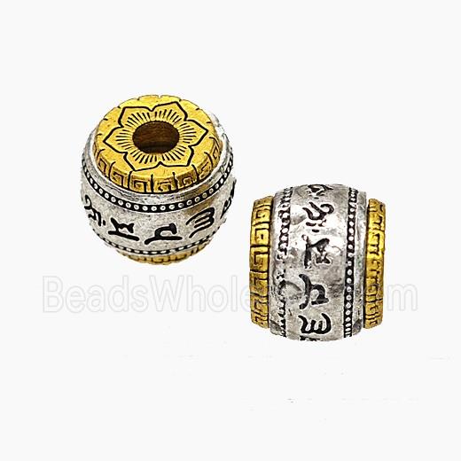 Tibetan Style Alloy Beads Barrel Large Hole Antique Silver Golden