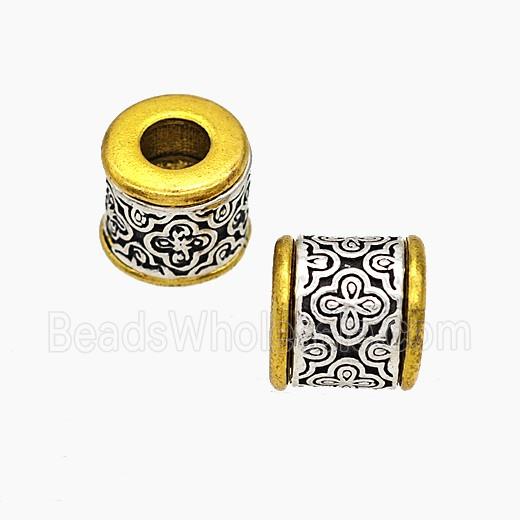 Tibetan Style Alloy Beads Tube Large Hole Antique Silver Golden