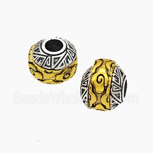 Tibetan Style Alloy Rondelle Beads Rotatable Large Hole Antique Silver Golden