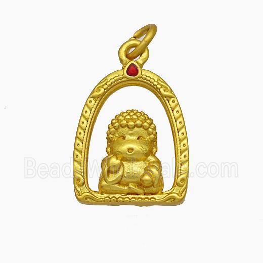 Tibetan Style Copper Buddha Pendant Gold Plated