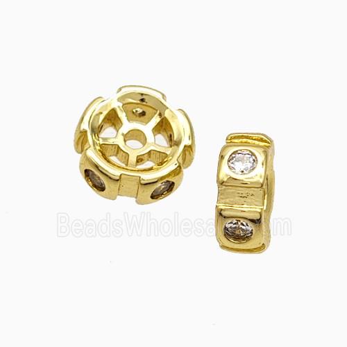 Copper Heishi Spacer Beads Micropave Zirconia Gold Plated