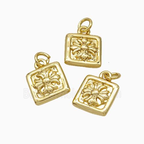 Copper Cross Pendant Square Gold Plated