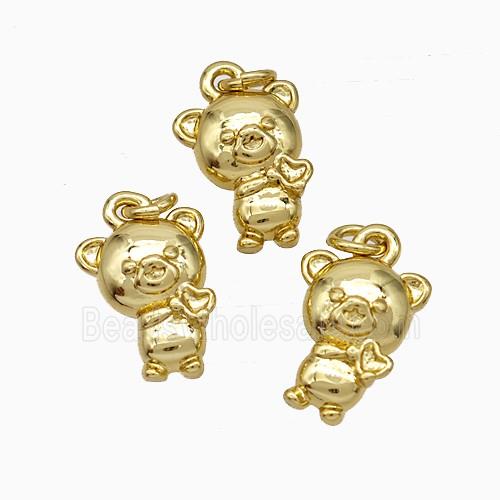 Copper Pig Charms Pendant Gold Plated