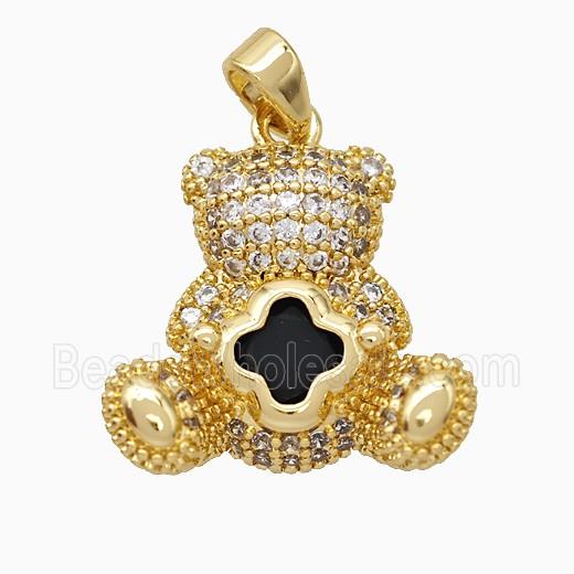 Copper Bear Pendant Pave Zirconia Gold Plated