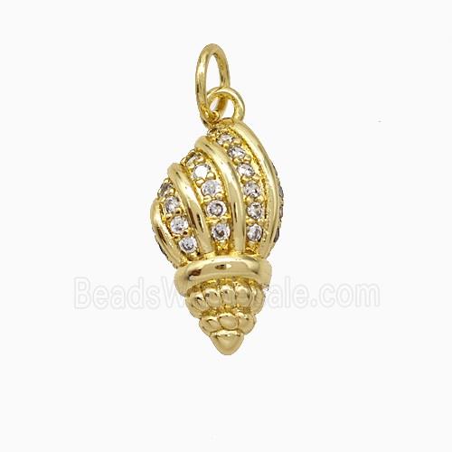 Copper Nautilus Shell Pendant Pave Zirconia Gold Plated