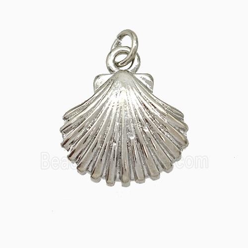 Copper Scallop Shell Pendant Platinum Plated