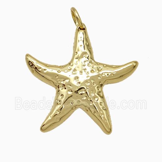 Copper Starfish Pendant Hammered Gold Plated
