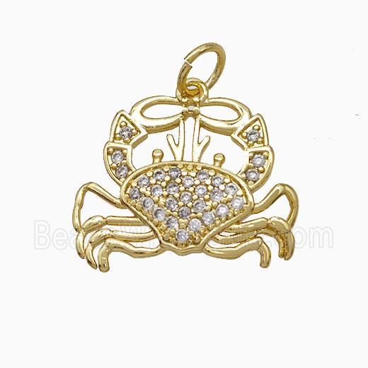 Copper Crab Pendant Pave Zirconia Gold Plated