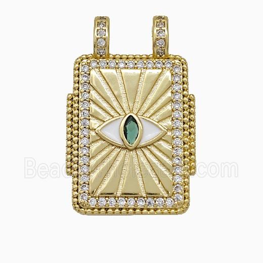 Copper Tarot Card Pendant Micropave Zirconia Eye 2loops Gold Plated