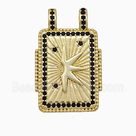 Copper Tarot Card Pendant Micropave Zirconia Sun 2loops Gold Plated
