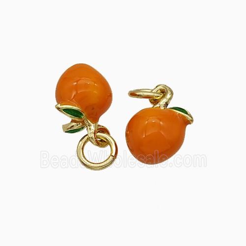 Copper Tomato Pendant Orange Enamel Gold Plated