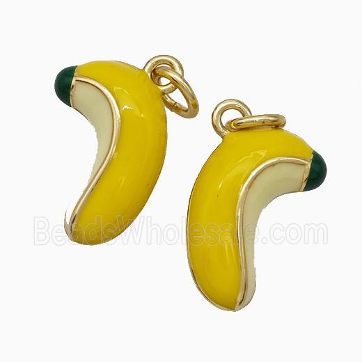 Copper Banana Pendant Yellow Enamel Gold Plated