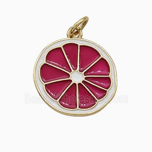 Copper Lemon Sliced Pendant Painted Gold Plated