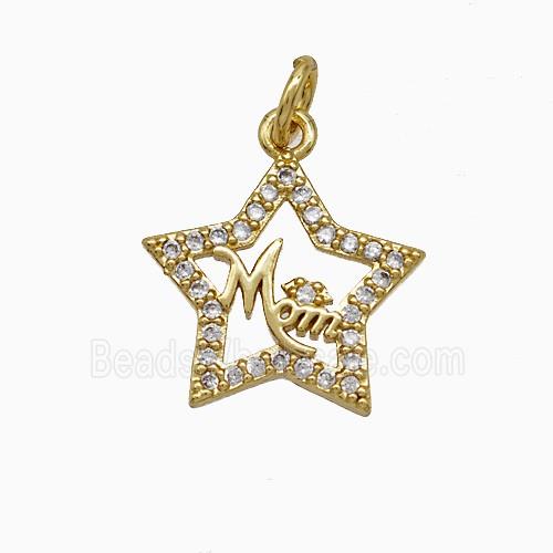 Copper Star Pendant Pave Zirconia Mom Gold Plated