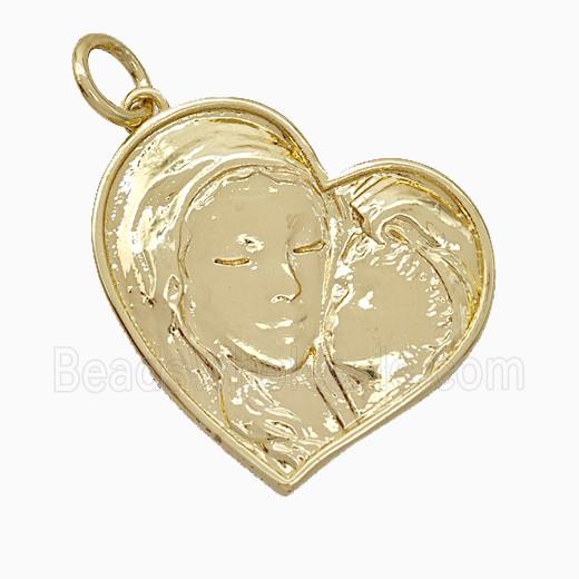 Copper Mother Heart Pendant Love Baby Gold Plated