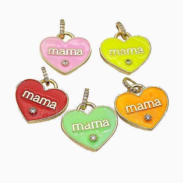 Copper Heart Pendant Enamel Mama Gold Plated Mixed
