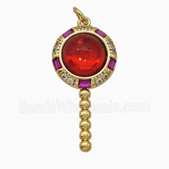 Copper Magicwand Pendant Pave Zirconia Resin Gold Plated