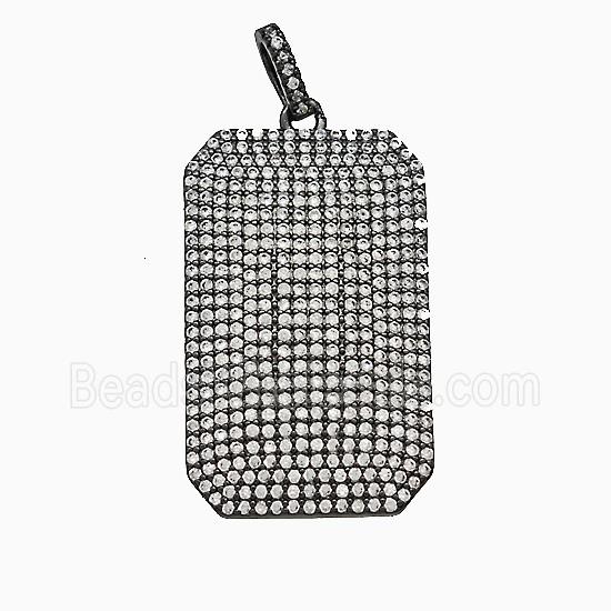 Copper Rectangle Pendant Micropave Zirconia Black Plated